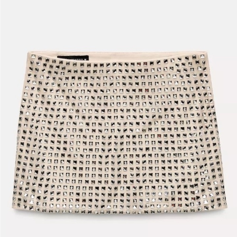 Zara Cream Studded Mini Skirt